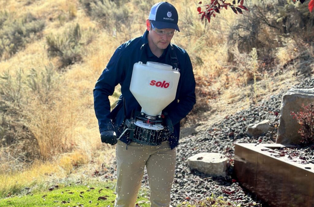 A professional from Habitat Pest & Lawn applying safe pest control treatments in Middleton, ID, to protect families and homes.