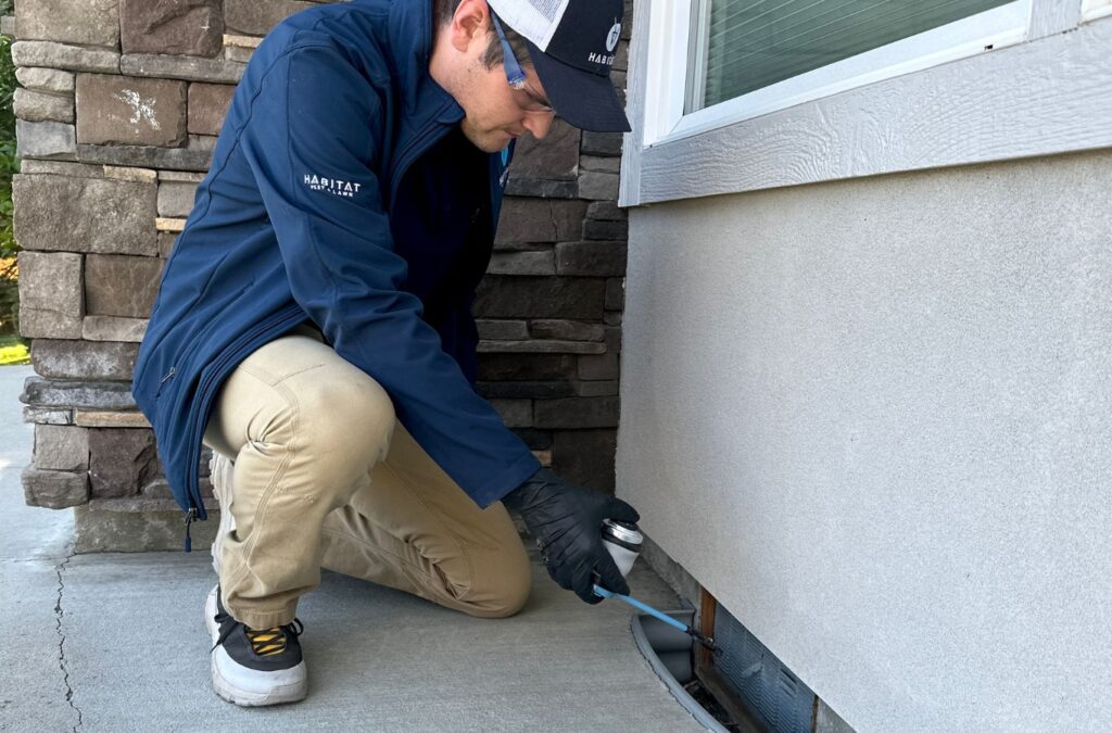 A Habitat Pest & Lawn expert conducting a thorough pest inspection in Greenleaf, ID, delivering reliable and trusted solutions. Pest Control near me.